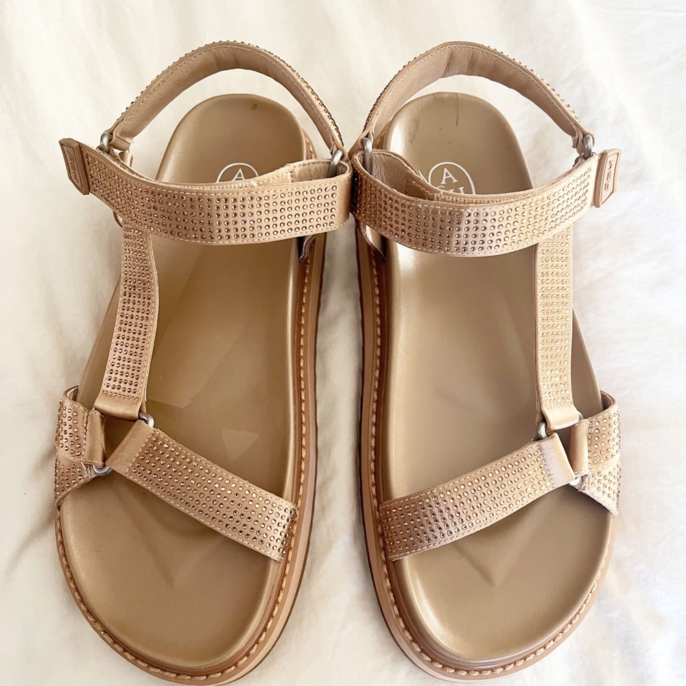 ASH Sandals with Rhinestone Straps Nude Size 10.5 Like New Sparkly Sandals